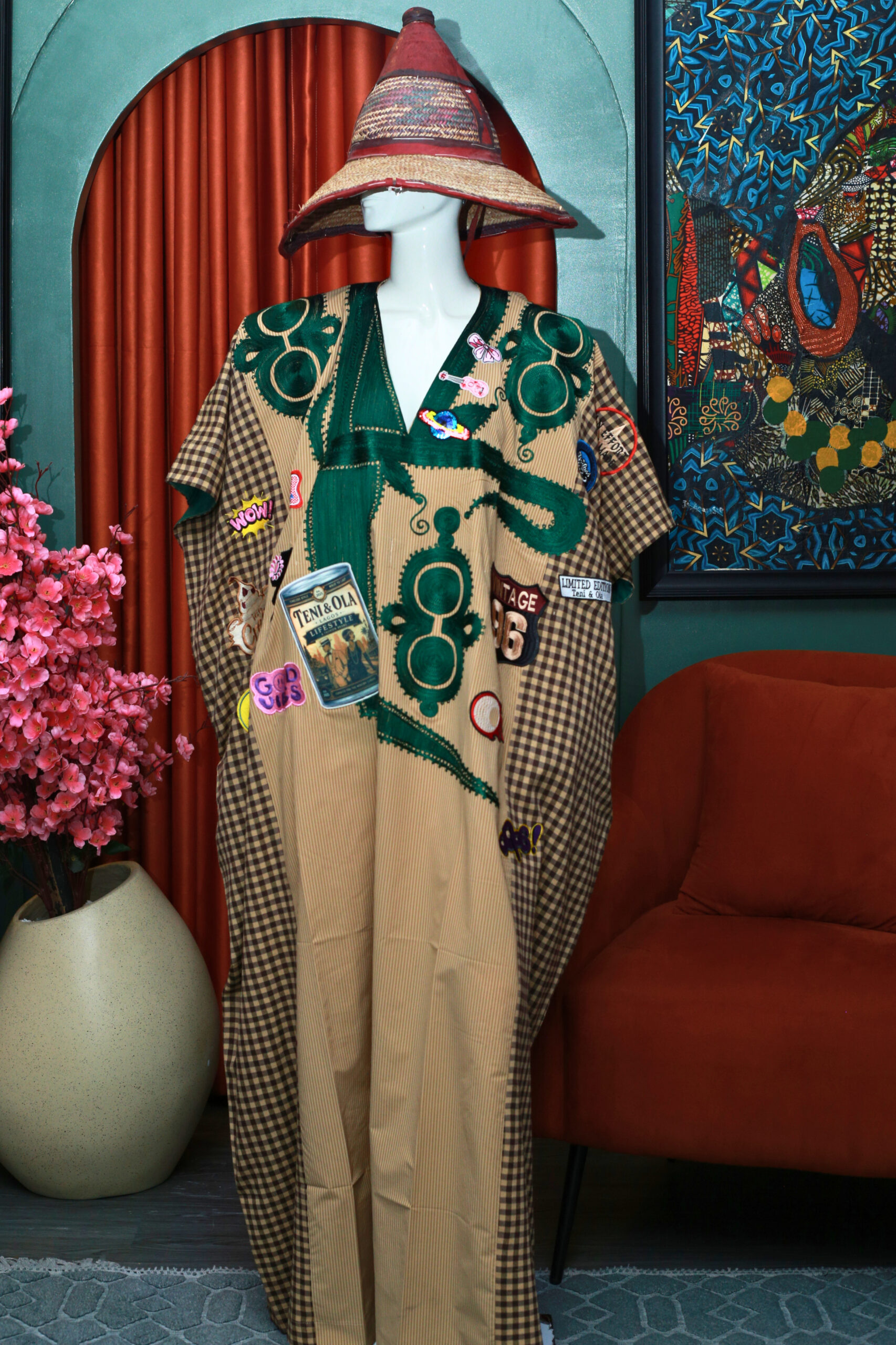26fa1684-4a3f-49b1-9f46-0c6af65e11bf Z kaftan (Brown stripe+Check) - Image 1